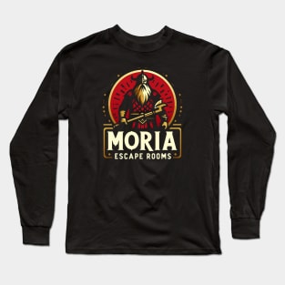 Moria Escape Rooms - Dwarven Warrior - Logo - Fantasy Long Sleeve T-Shirt